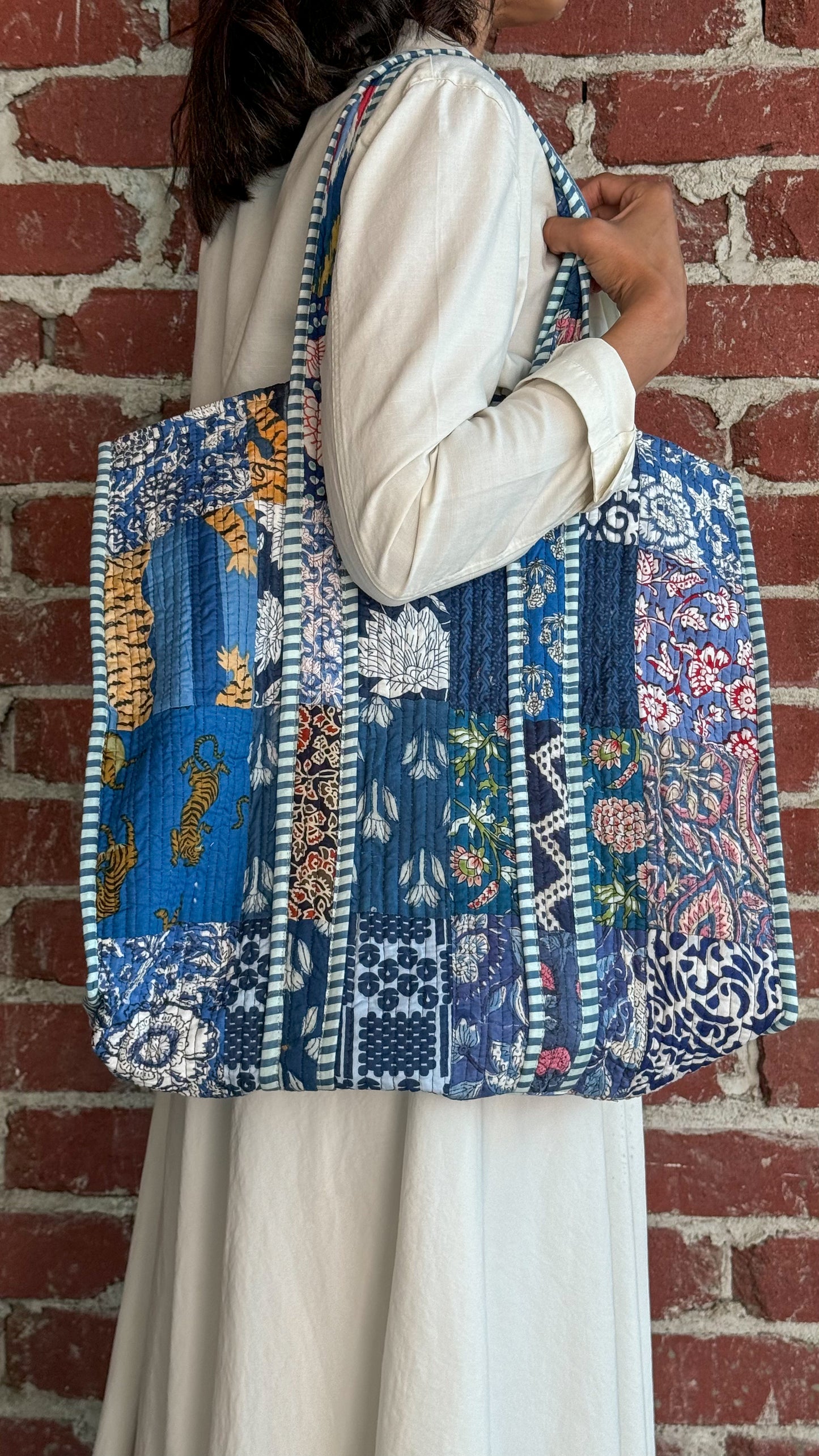 Quilted Reversible Tote Bag