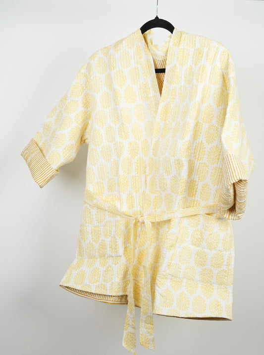 Pine Yellow Quilted Kimono