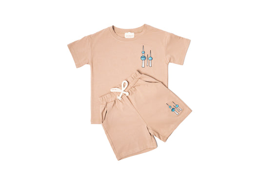 Alboom Beige Short Sleeve Set